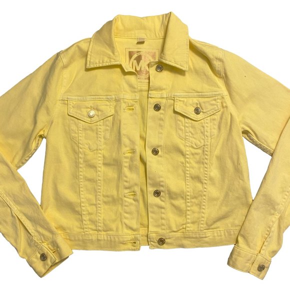 Michael Kors Denim Crop Jacket / Yellow / Small - Picture 2 of 7